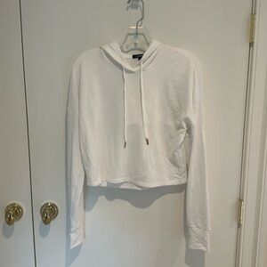 White Cropped Long Sleeve Hoodie